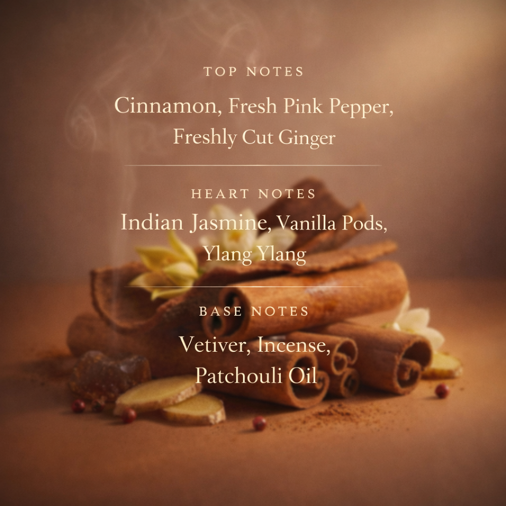 Stack of cinnamon sticks with spice notes text on a warm brown background